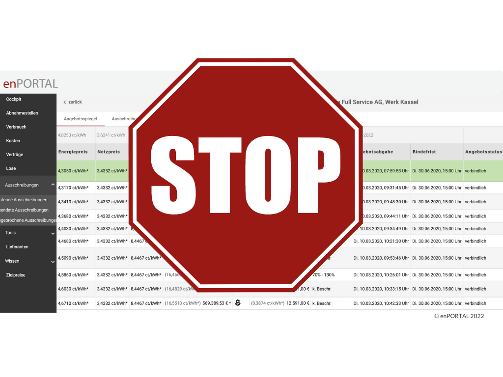 enPORTAL sperrt Firma Hoyer Strom und Erdgas GmbH vom Marktplatz aus und unterstützt Unternehmen bei der Gewährleistung der Versorgungssicherheit