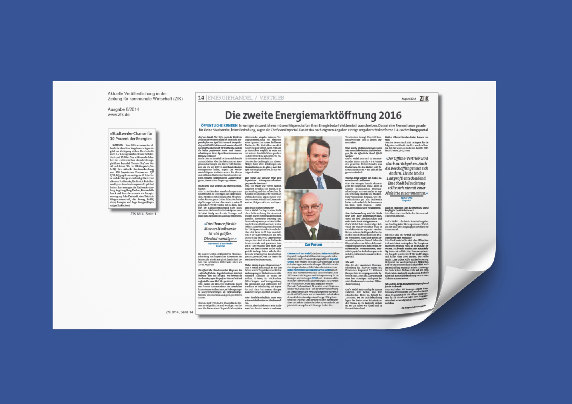 enPORTAL ZfK Artikel 2014 Die zweite Energiemarktöffnung